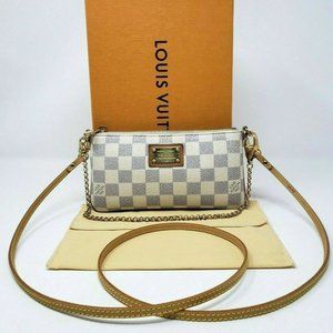 Authentic Louis Vuitton Damier Azur Pochette Milla w/ Crossbody Strap